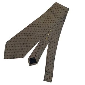 Massimo Bizzocchi Mens Silk Tie‎ Brown Micro Geometric Floral Pattern